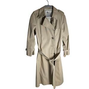 Old Money Trench Coat Vintage London Fog Women's 14 Tan Classic Belted Coat